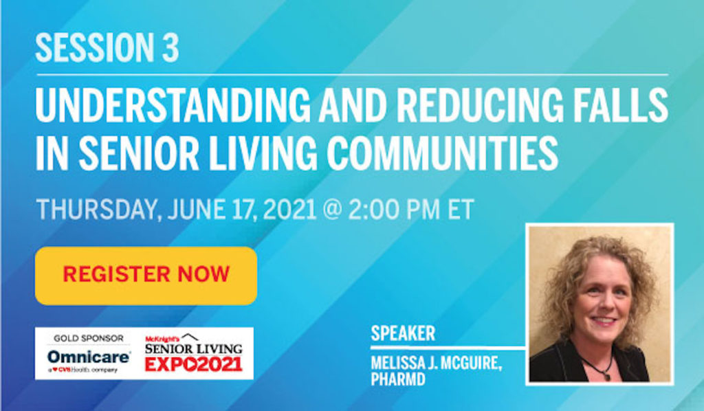 Learn more about falls prevention at the McKnight’s Senior Living Online Expo on Thursday